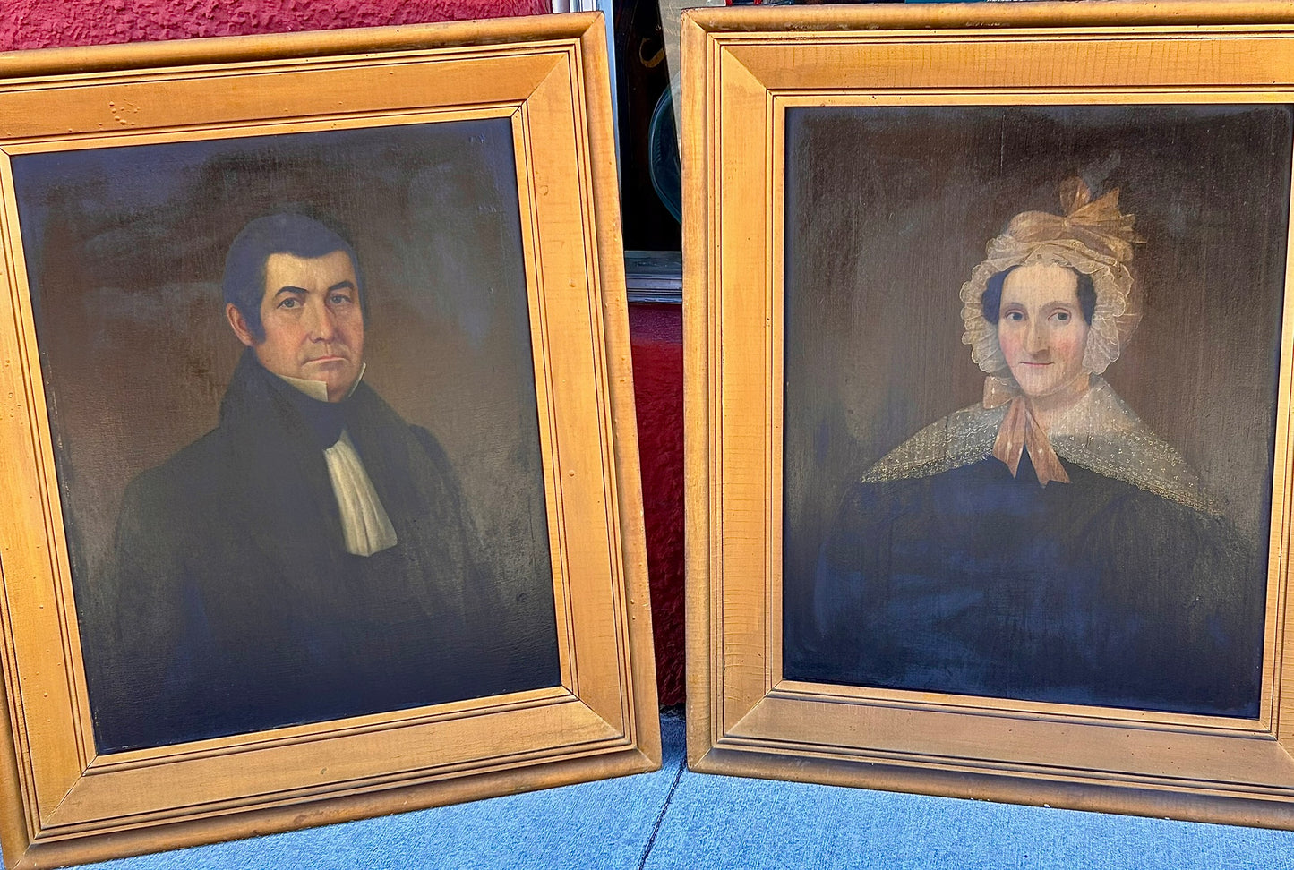 MID 1800'S PAIR OF PORTRAITS OF MAN AND WOMAN - CALL  TEXT FOR PRICE INFORMATION