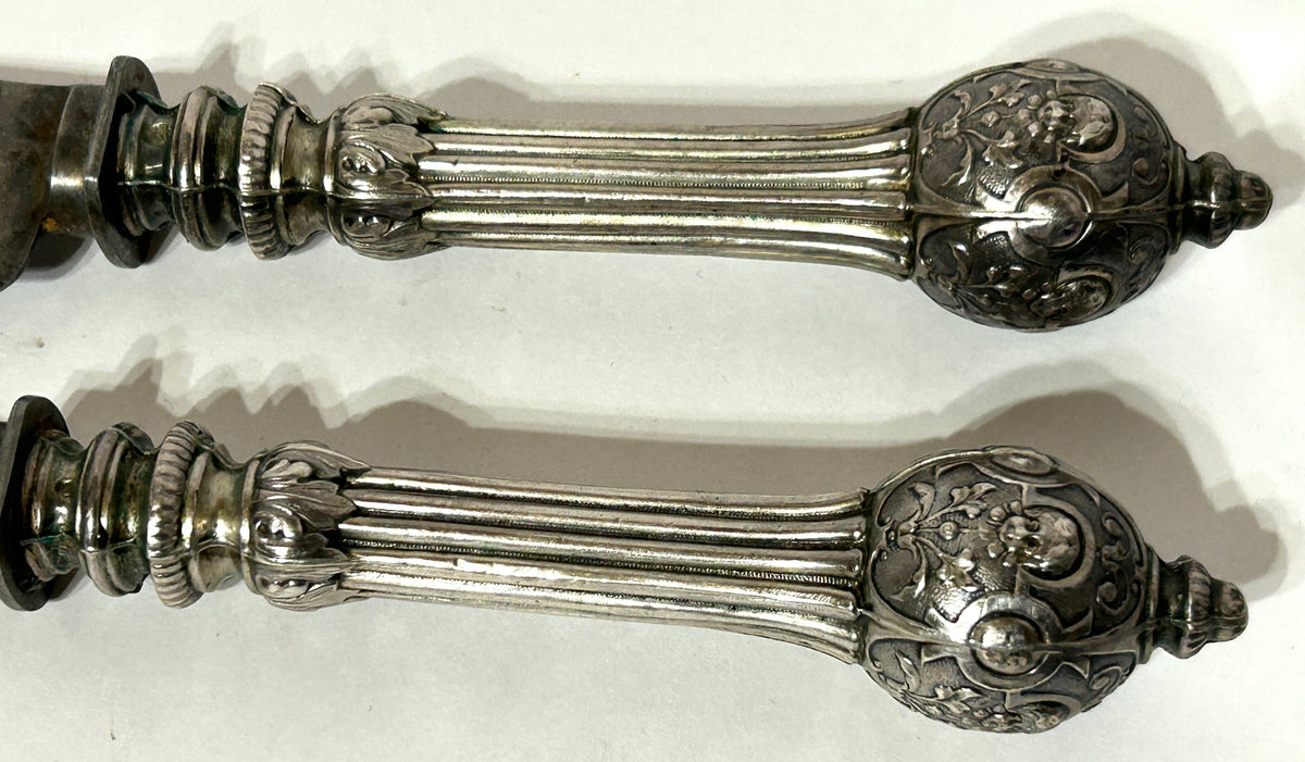 Rustic Silver Handle ANTIQUE CARVING SET WITH SILVER HANDLES – Triple A Antiques