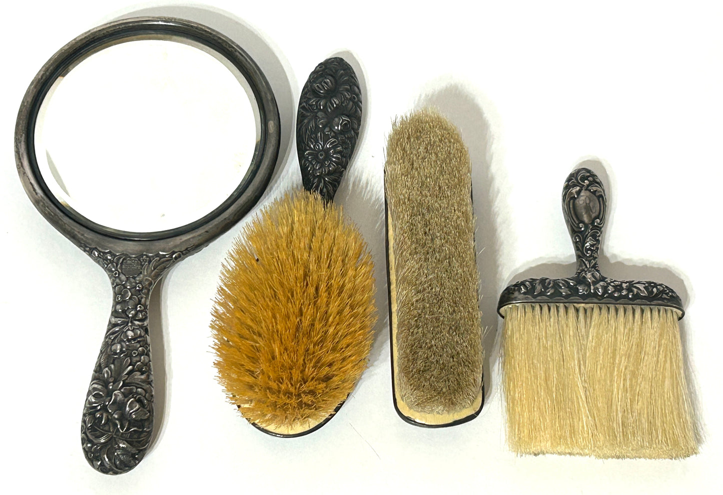 GORHAM STERLING SILVER ANTIQUE FLORAL DRESSER SET