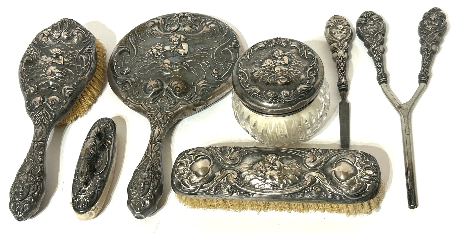 UNGER BROTHERS STERLING LOVES DREAM  DRESSER SET