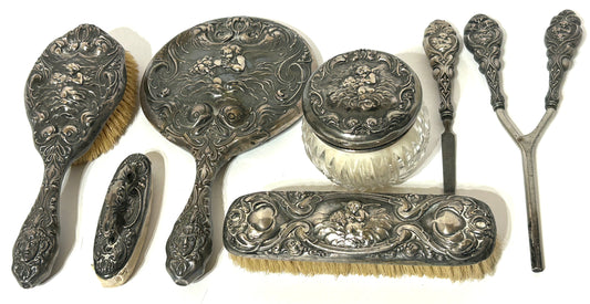 UNGER BROTHERS STERLING LOVES DREAM  DRESSER SET