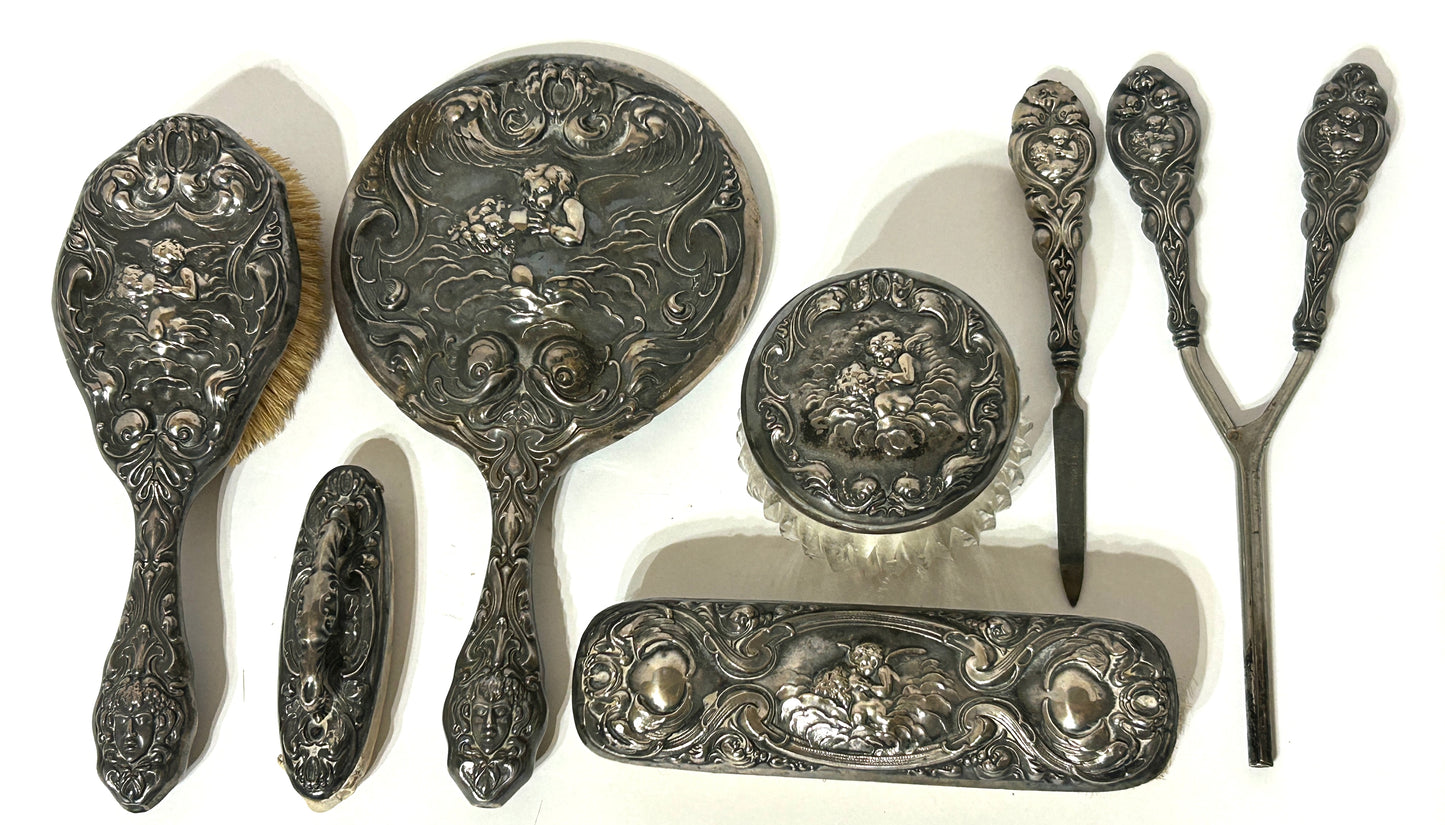 UNGER BROTHERS STERLING LOVES DREAM  DRESSER SET