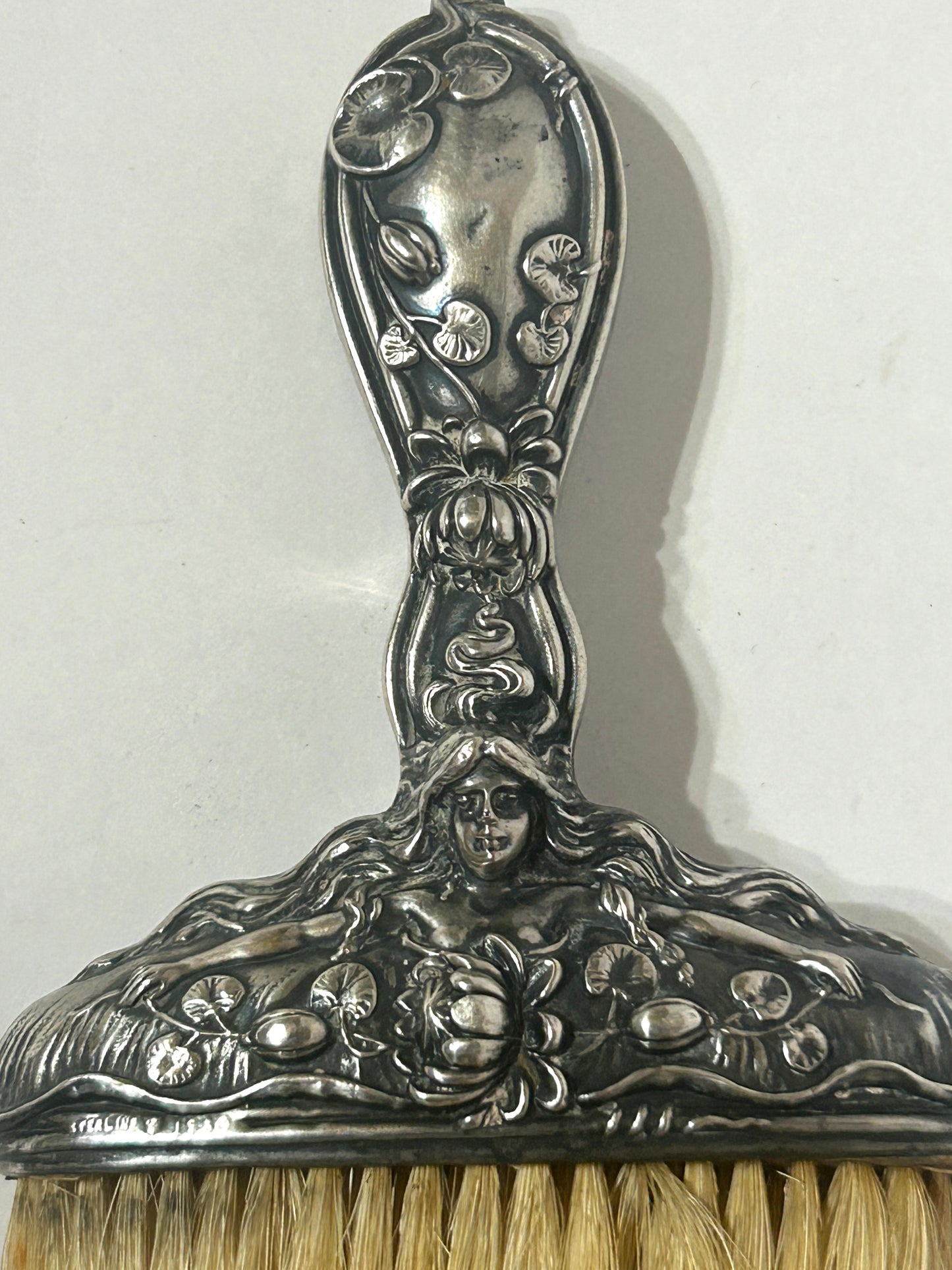 ANTIQUE STERLING ART NOUVEAU LADY AND LILY PAD BY SIMONS BROTHERS