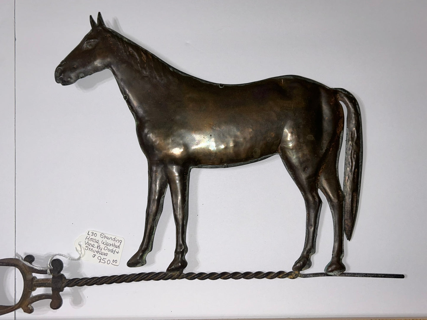 ANTIQUE STANDING HORSE COPPER WEATHERVANE BY DODD AND STRUTHERS