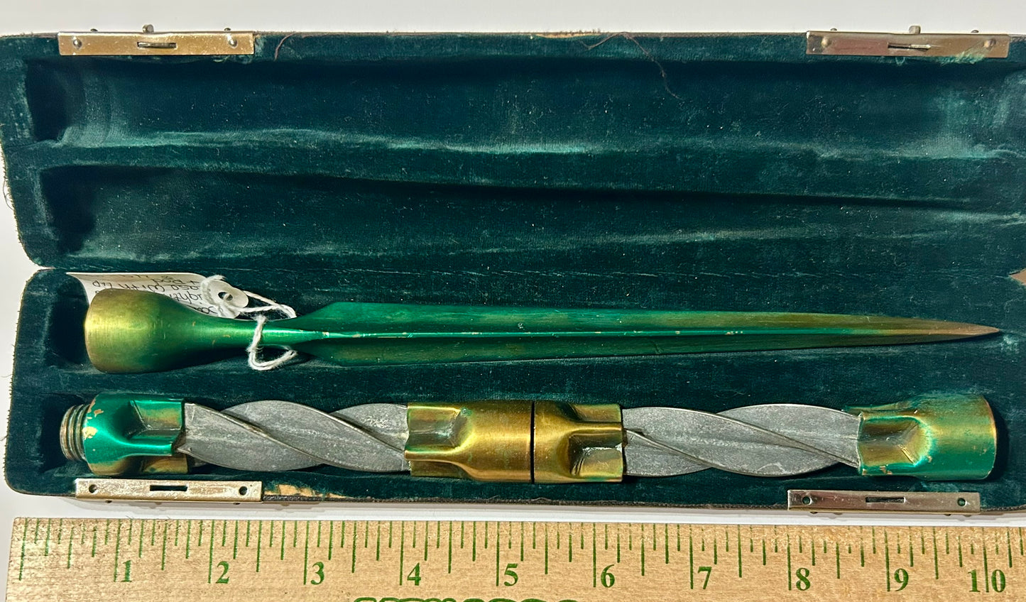 LIGHTNING ROD SALESMAN SAMPLE OF ROD SECTION AND TIP IN CASE