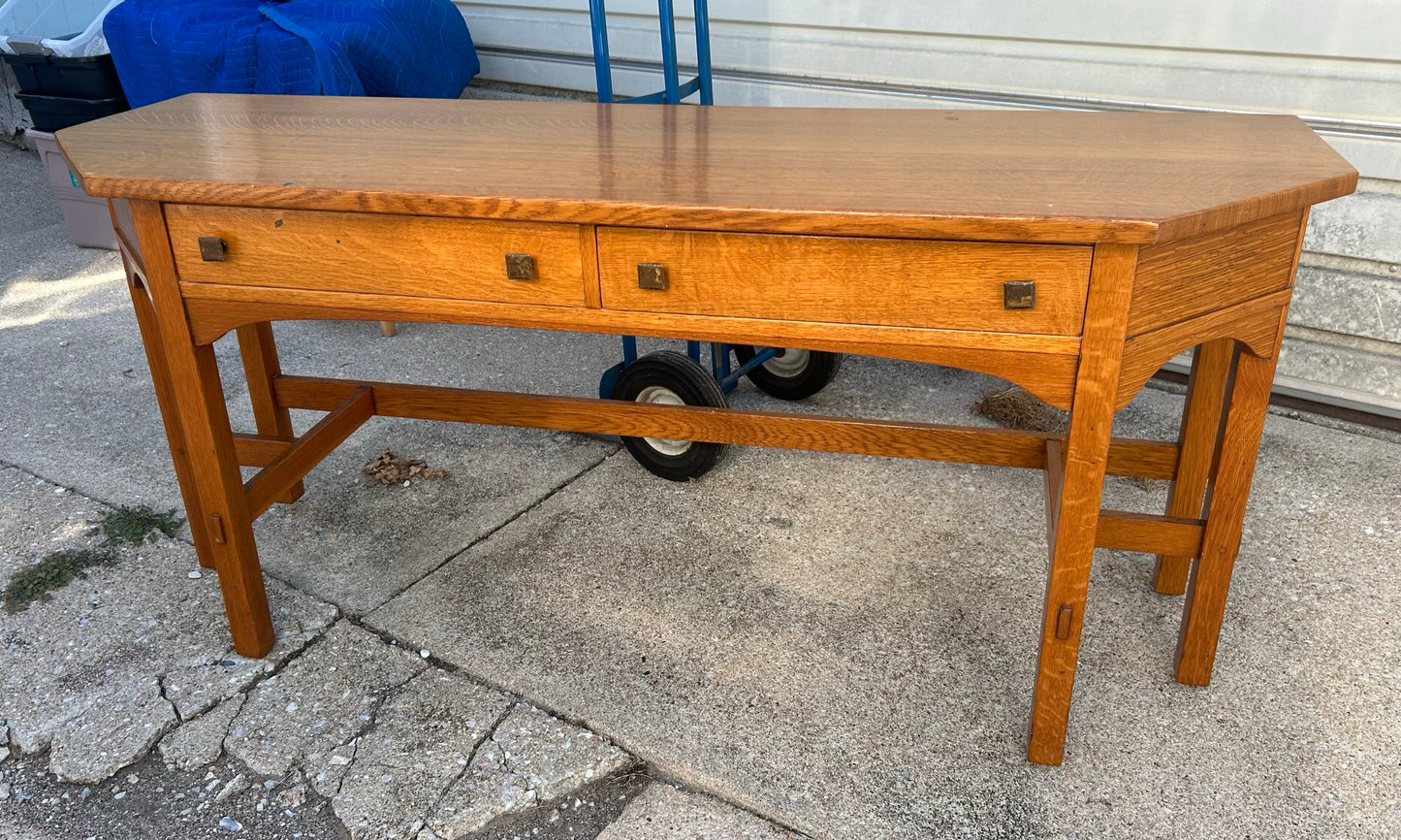 RARE LIMBERT OAK ARTS & CRAFTS SOFA TABLE