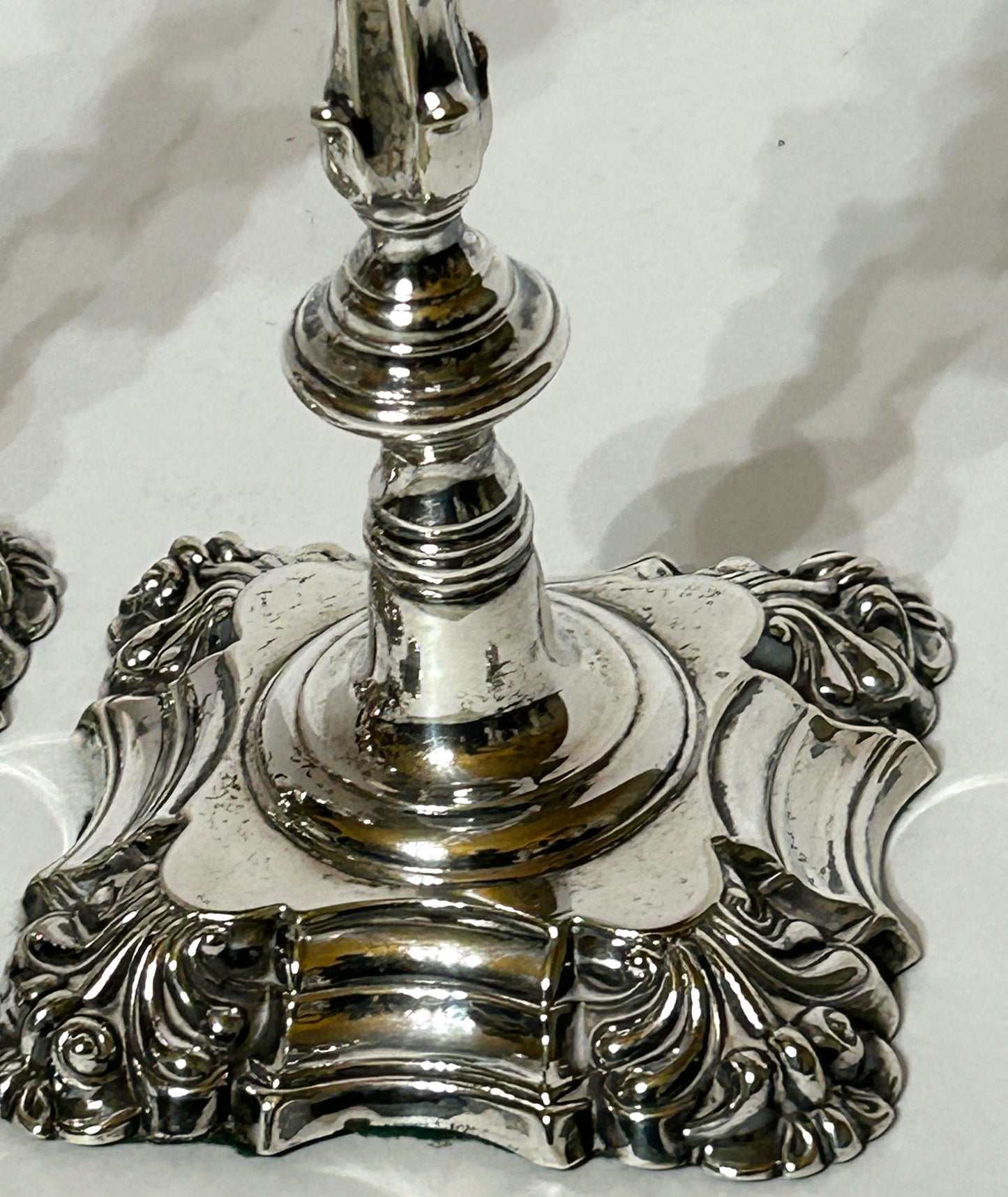 ANTIQUE SHEFFIELD SILVER CANDLESTICKS PAIR BY T. J. CRESWICK