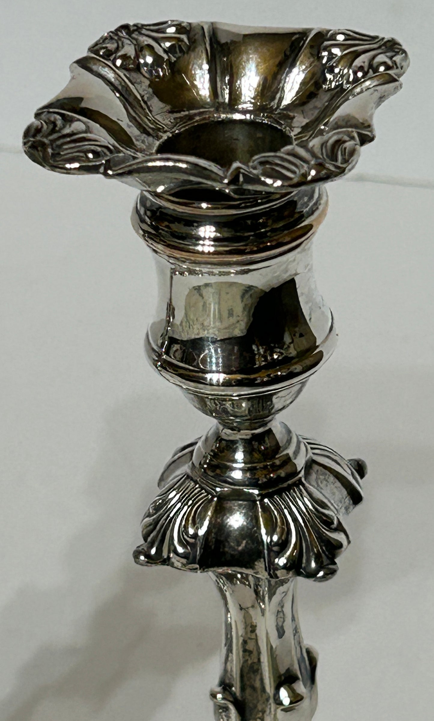 ANTIQUE SHEFFIELD SILVER CANDLESTICKS PAIR BY T. J. CRESWICK