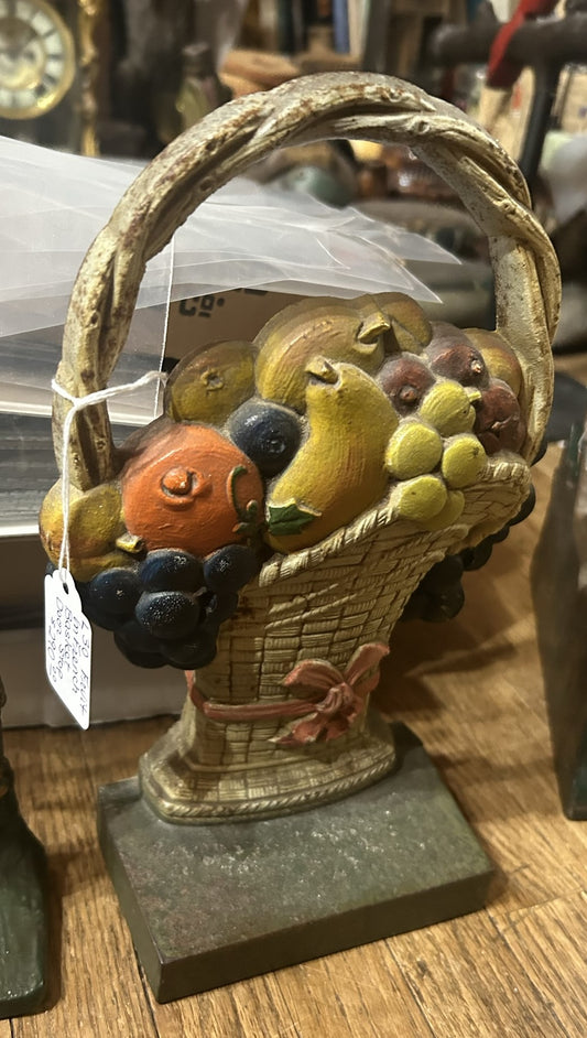 CAST IRON FRUIT IN FRENCH BASKET DOOR STOP