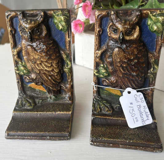 HUBLEY CAST IRON OWL BOOKENDS