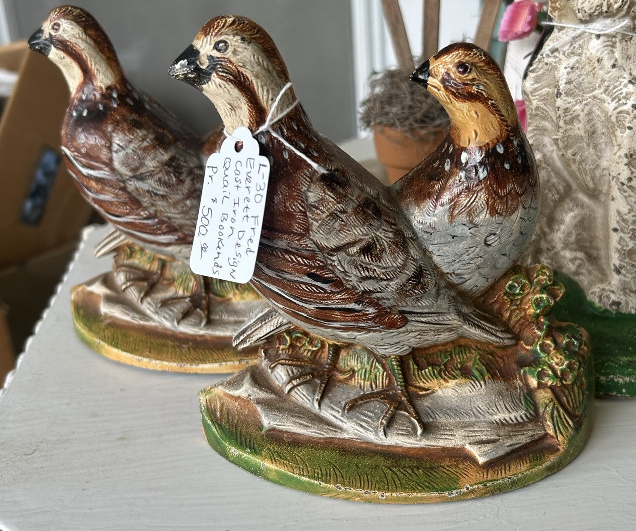 CAST IRON QUAIL PR. BOOKENDS