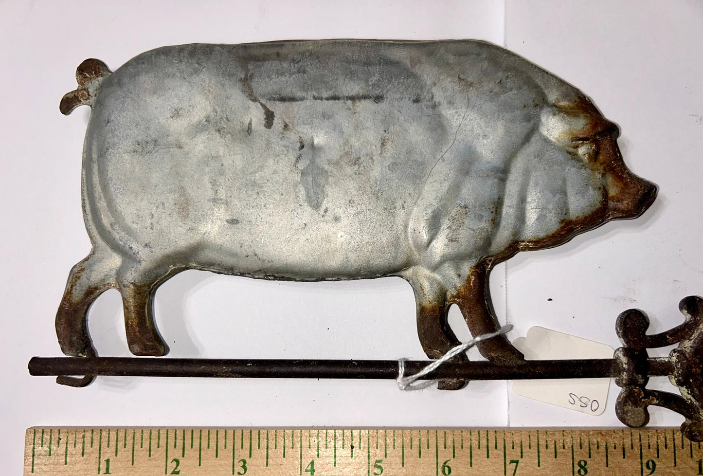 ANTIQUE PIG WEATHERVANE LIGHTNING ROD ARROW