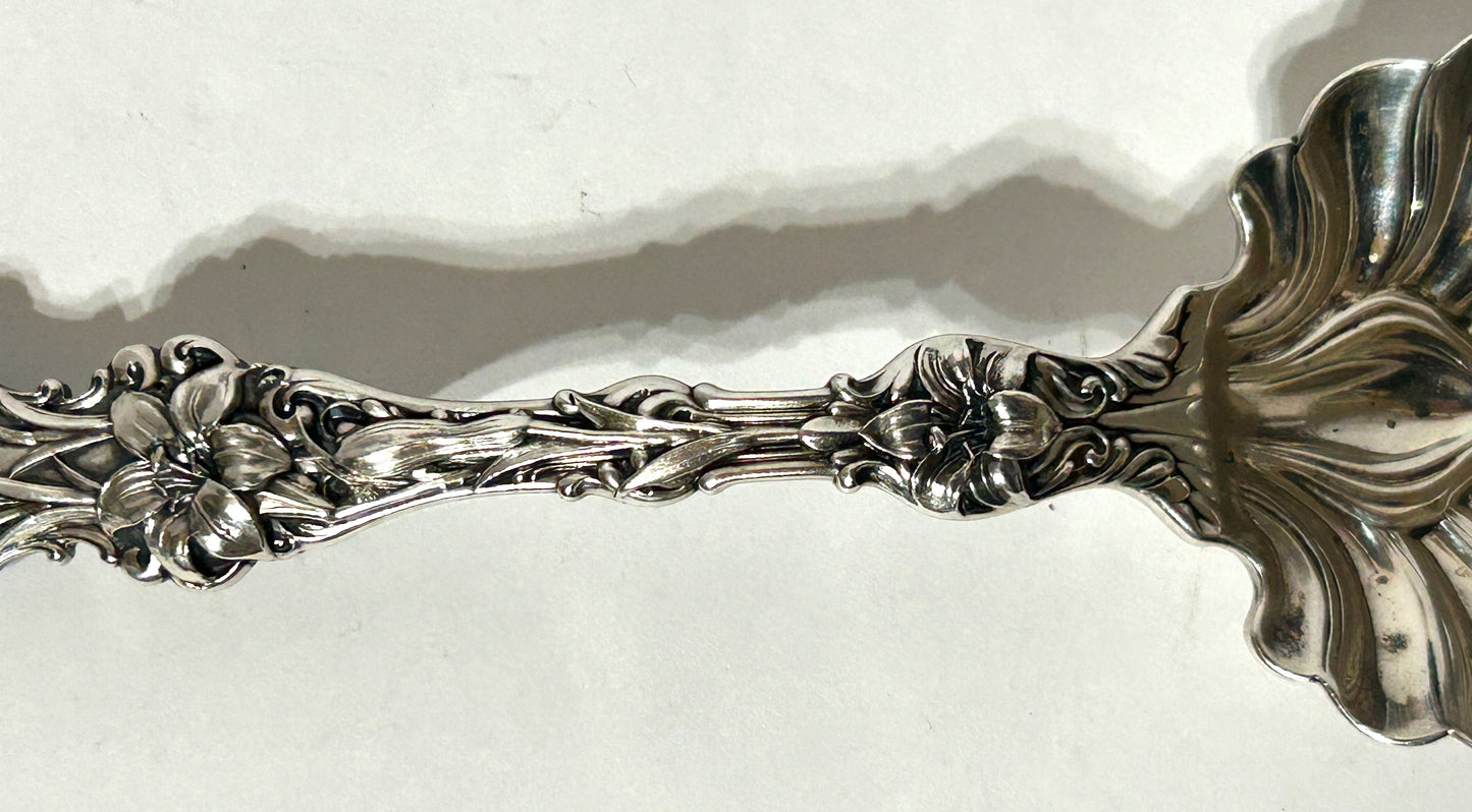 WHITING STERLING LILY PATTERN LARGE SALAD SERVING SPOON