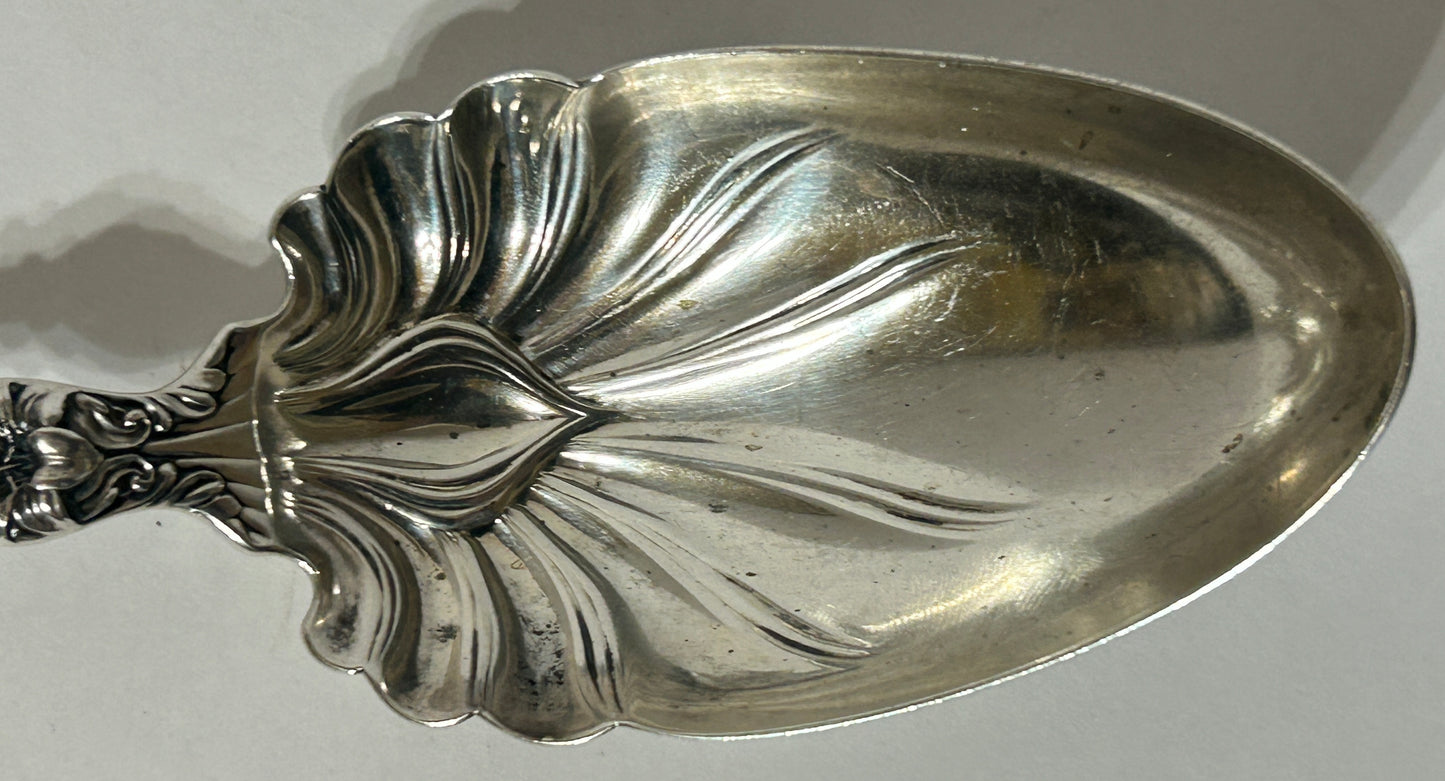 WHITING STERLING LILY PATTERN LARGE SALAD SERVING SPOON