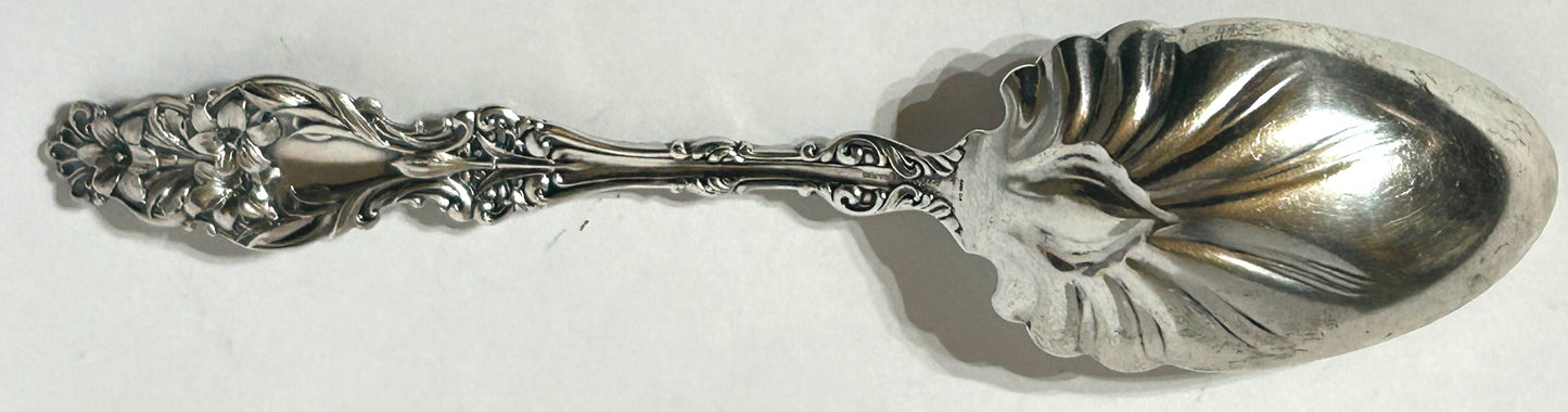 WHITING STERLING LILY PATTERN LARGE SALAD SERVING SPOON