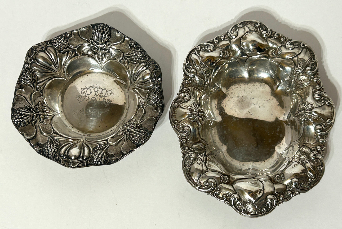 ANTIQUE STERLING PAIR OF FANCY DISHES