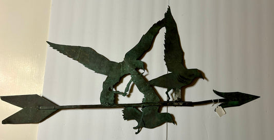 ANTIQUE COPPER HANDMADE BIRDS WEATHERVANE