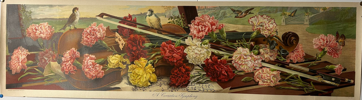 A CARNATION SYMPHONY ANTIQUE YARD LONG PRINT