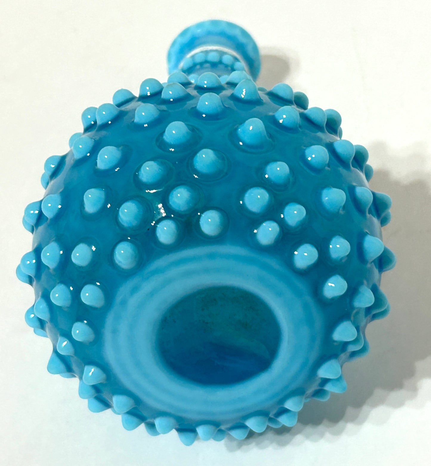 BARBER BOTTLE IN BLUE OPAL HOBNAIL