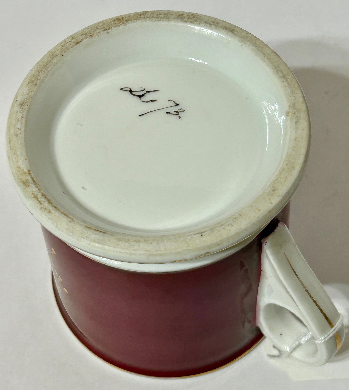 ANTIQUE OCCUPATIONAL SHAVING MUG WITH SKULL AND CROSSBONES