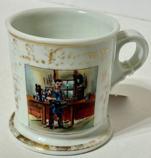 OCCUPATIONAL ANTIQE SHAVING MUG FOR TINSMITH BY KOKEN