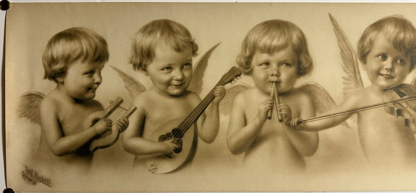 CUPIDS ORCHESTRA ANTIQUE PRINT OF CUPIDS PLAYING INSTRUMENTS