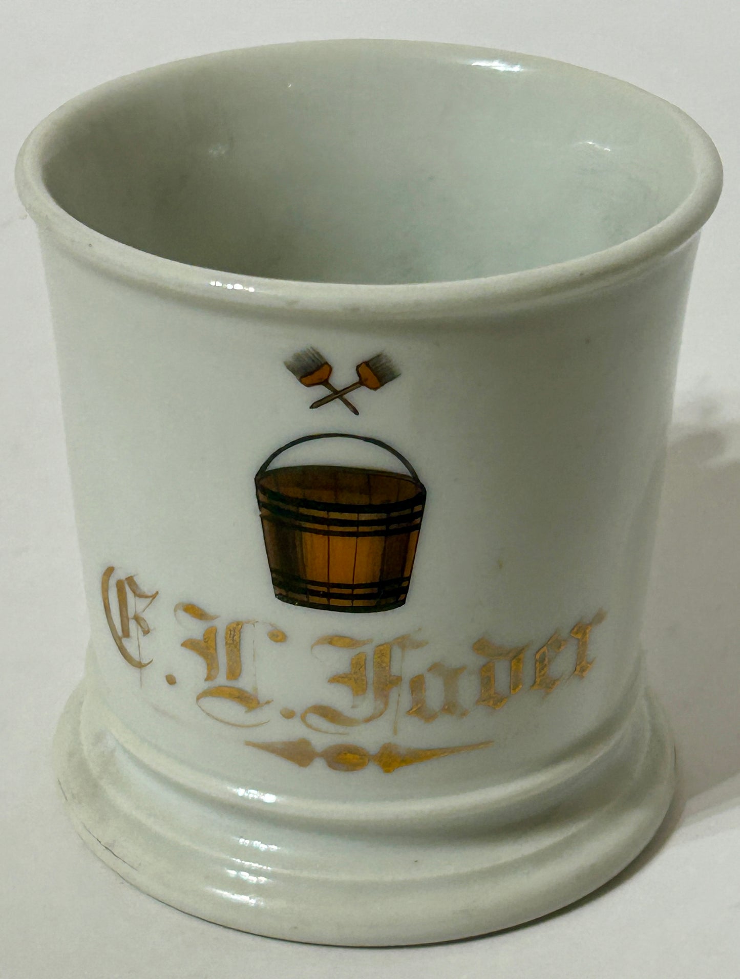 ANTIQUE OCCUPATIONAL SHAVING MUG FOR PAPER HANGER