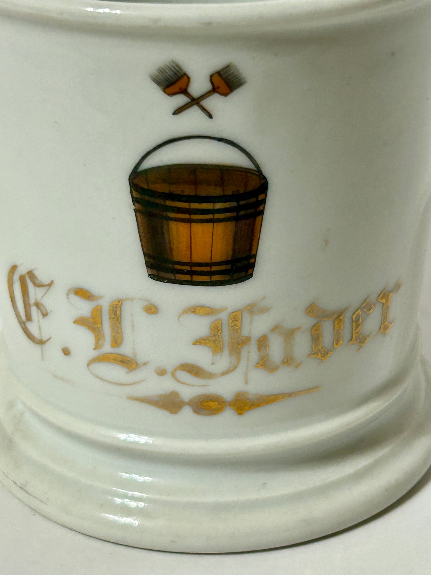 ANTIQUE OCCUPATIONAL SHAVING MUG FOR PAPER HANGER