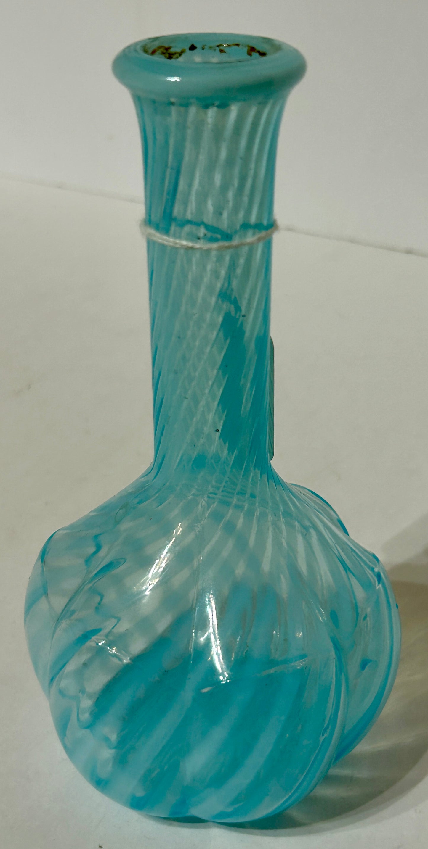 ANTIQUE AQUA OPALESCENT SWIRL BARBER BOTTLE