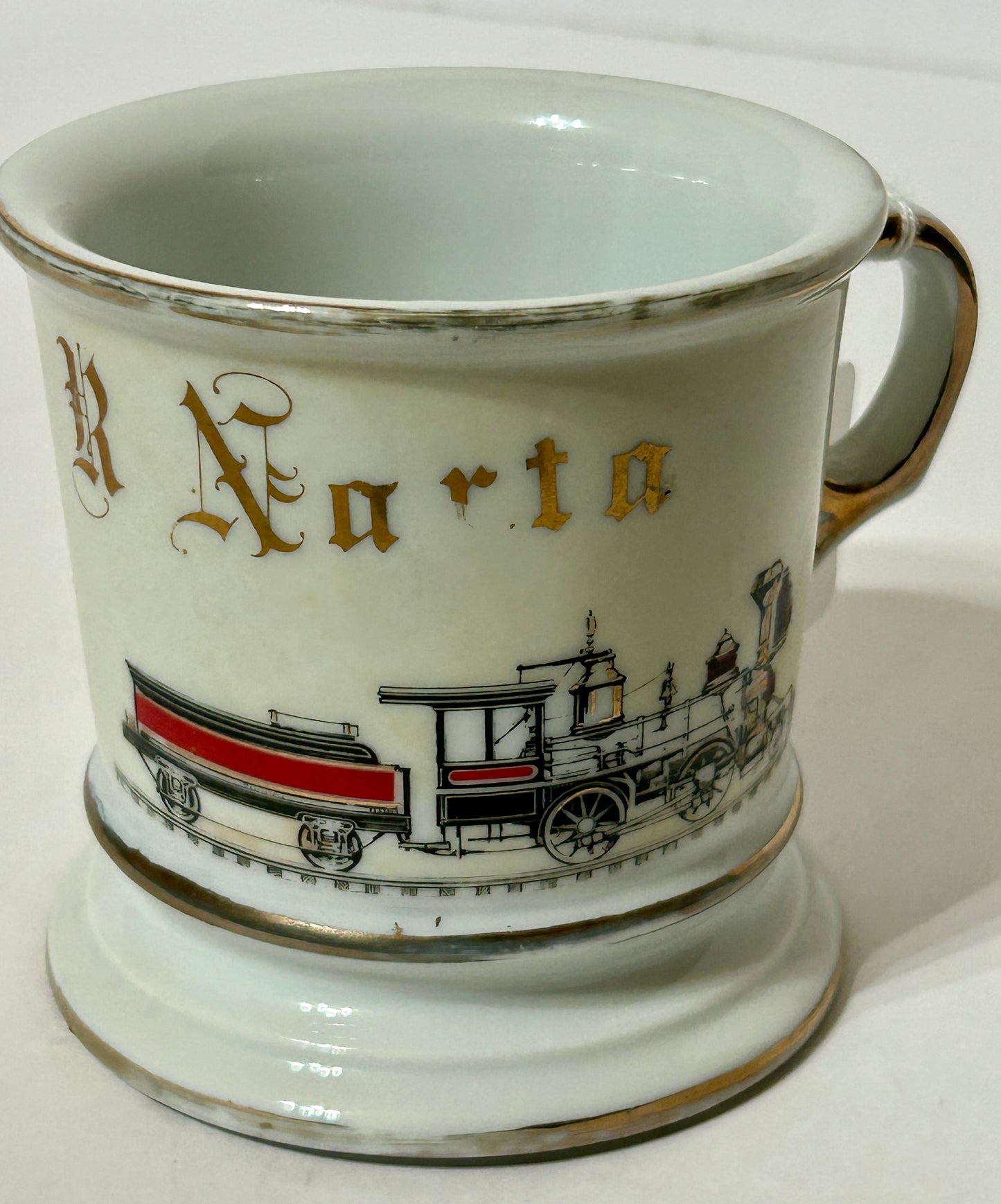 ANTIQUE OCCUPATIONAL SHAVING MUG FOR TRAINMAN