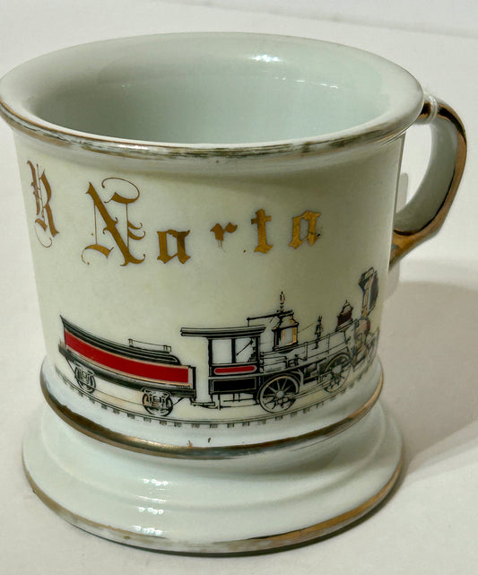 ANTIQUE OCCUPATIONAL SHAVING MUG FOR TRAINMAN