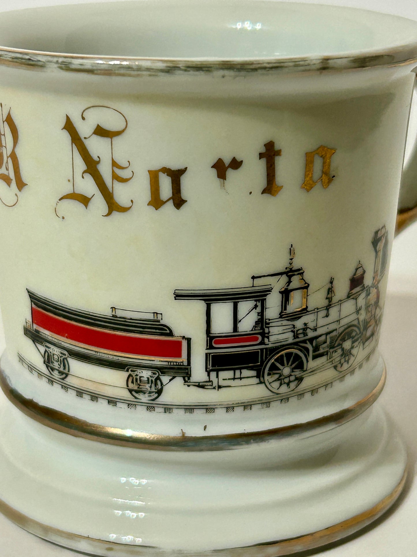 ANTIQUE OCCUPATIONAL SHAVING MUG FOR TRAINMAN