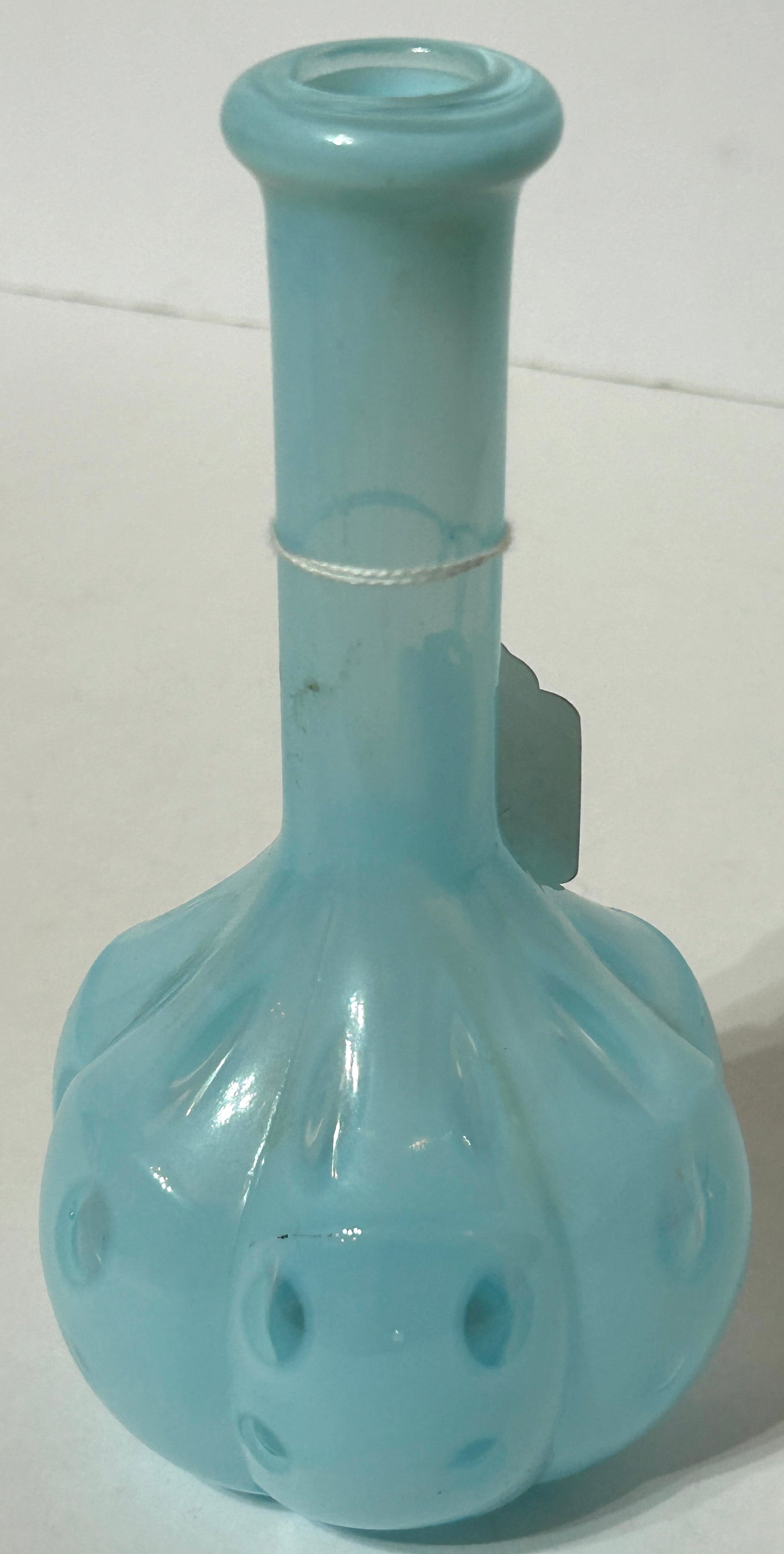 BARBER BOTTLE IN BLUE OPALESCENT COIN DOT DESIGN