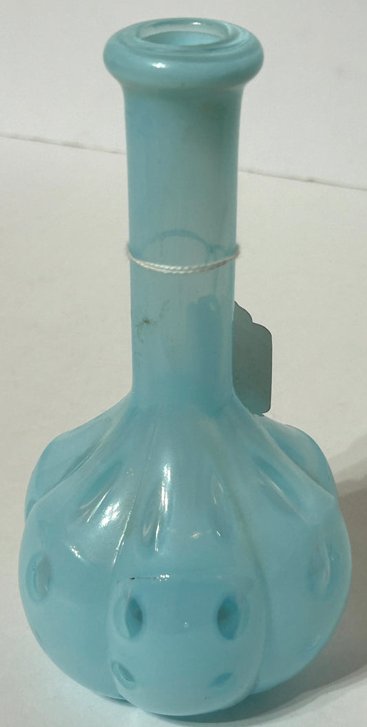 BARBER BOTTLE IN BLUE OPALESCENT COIN DOT DESIGN