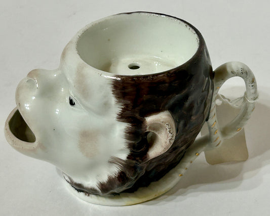 ANTIQUE FIGURAL MONKEY SCUTTLE SHAVING MUG