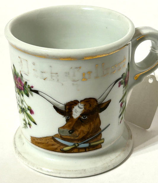 ANTIQUE OCCUPATIONAL SHAVING MUG OF BUTCHER