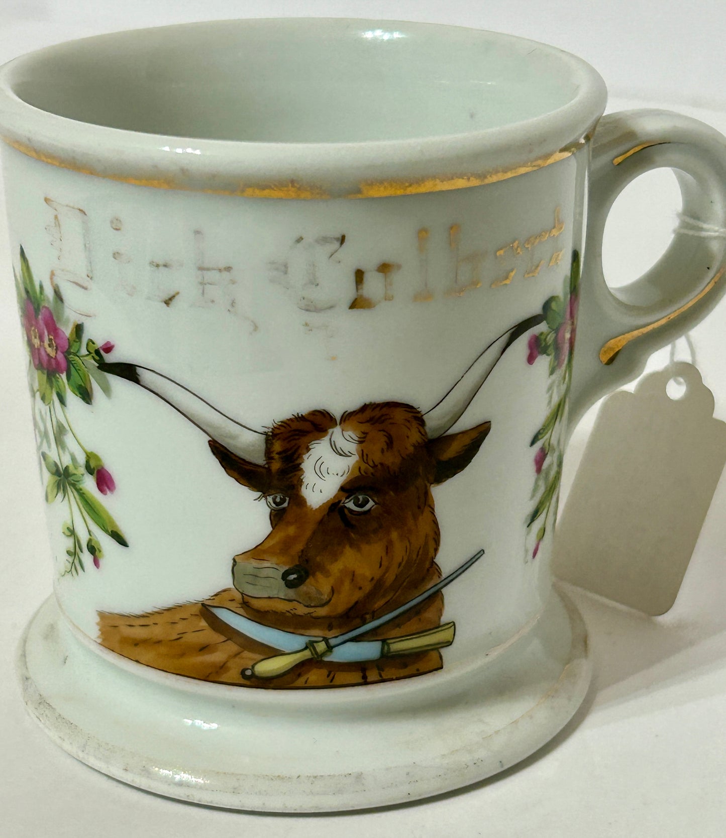 ANTIQUE OCCUPATIONAL SHAVING MUG OF BUTCHER
