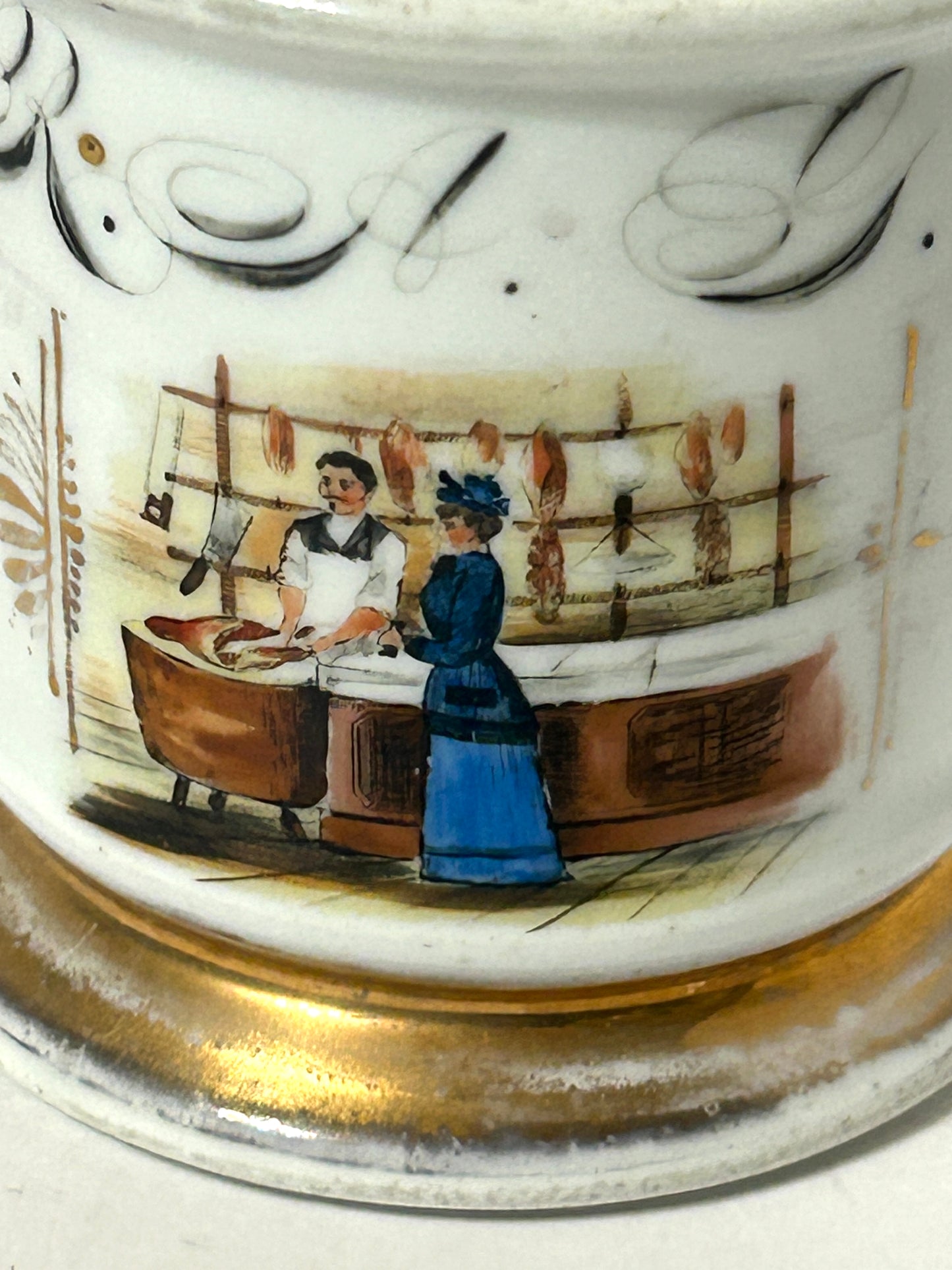 ANTIQUE OCCUPATIONAL BUTCHER SHAVING MUG