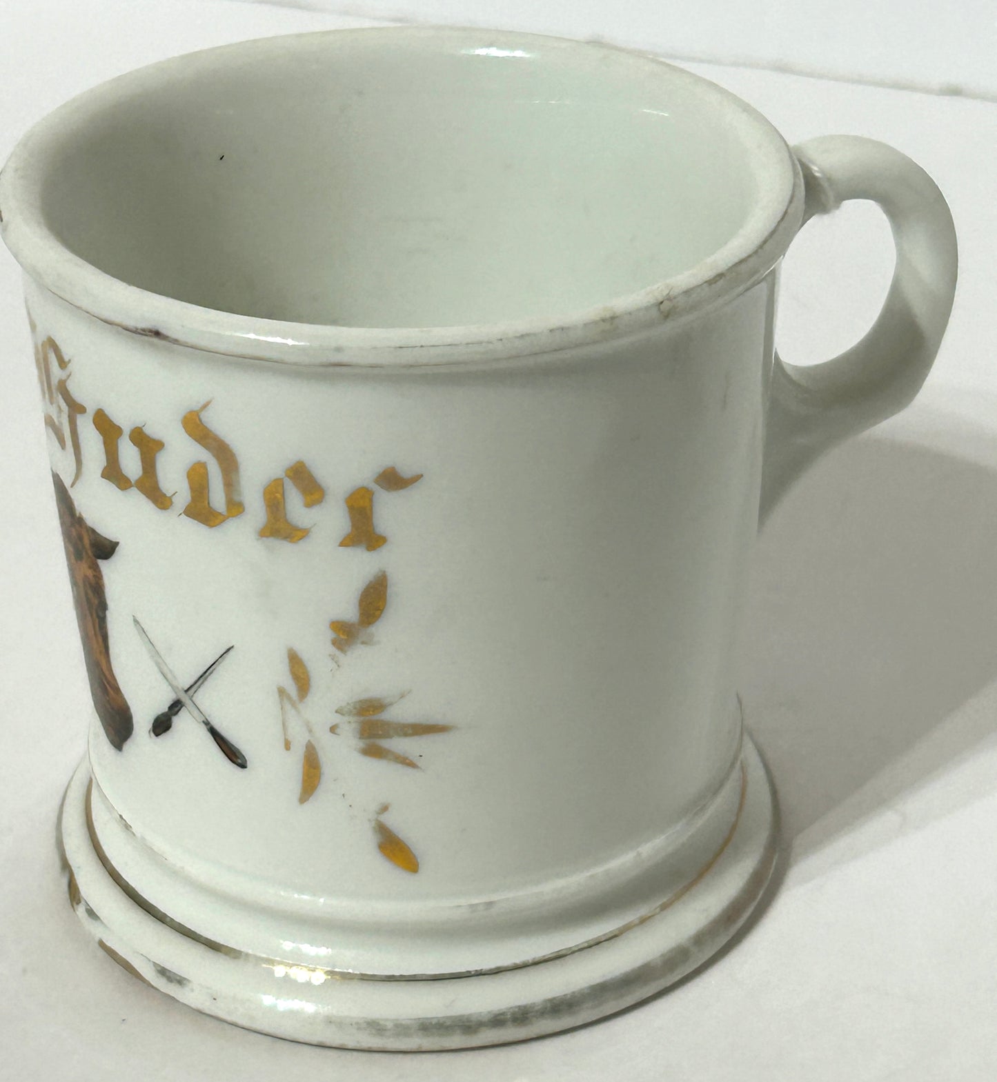 OCCUPATIONAL BUTCHER ANTIQUE SHAVING MUG WITH BULL