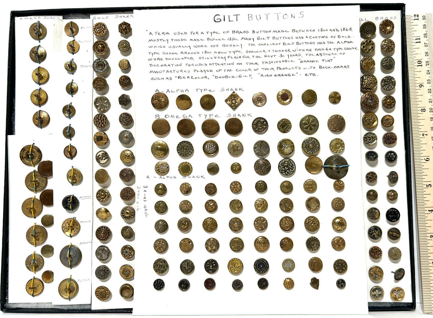 ANTIQUE GILT BUTTON COLLECTION 1800 -1865