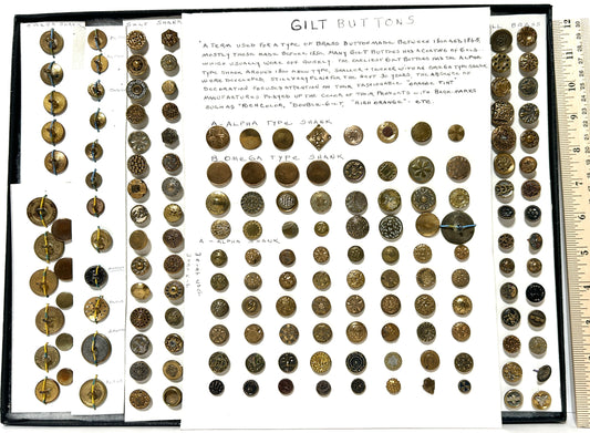 ANTIQUE GILT BUTTON COLLECTION 1800 -1865