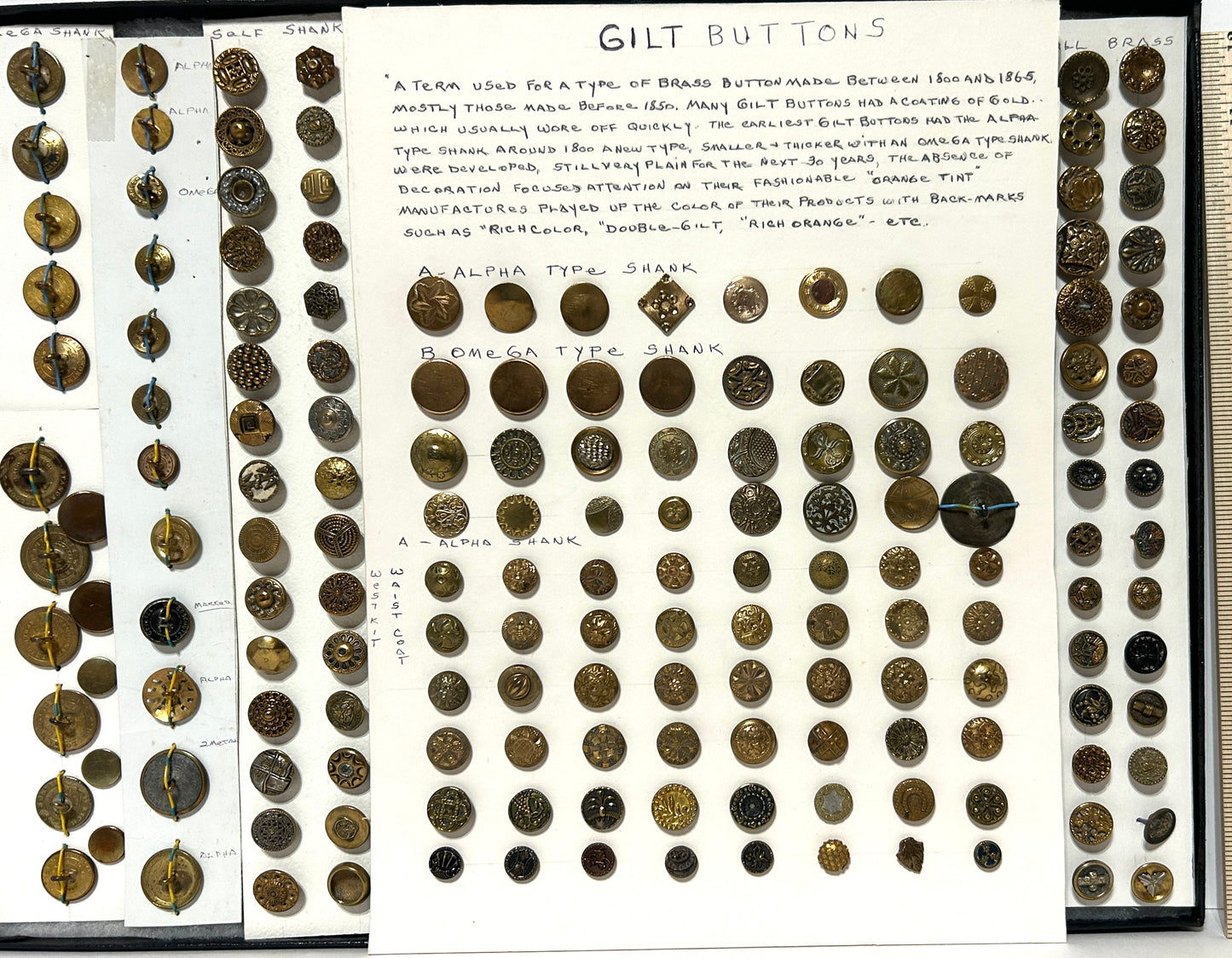 ANTIQUE GILT BUTTON COLLECTION 1800 -1865