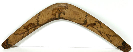 ANTIQUE AUSTRAILIAN BOOMERANG WITH DECORATIONS