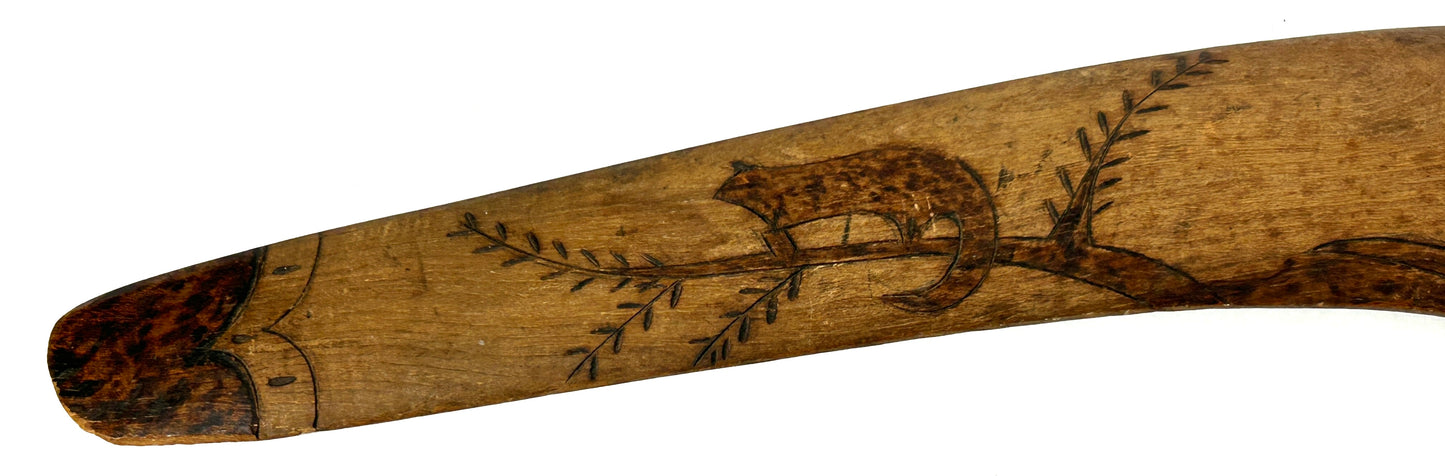 ANTIQUE AUSTRAILIAN BOOMERANG WITH DECORATIONS