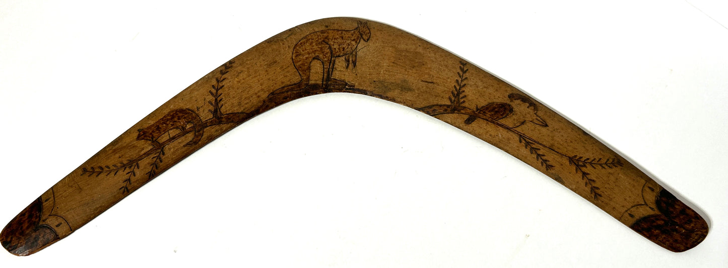 ANTIQUE AUSTRAILIAN BOOMERANG WITH DECORATIONS