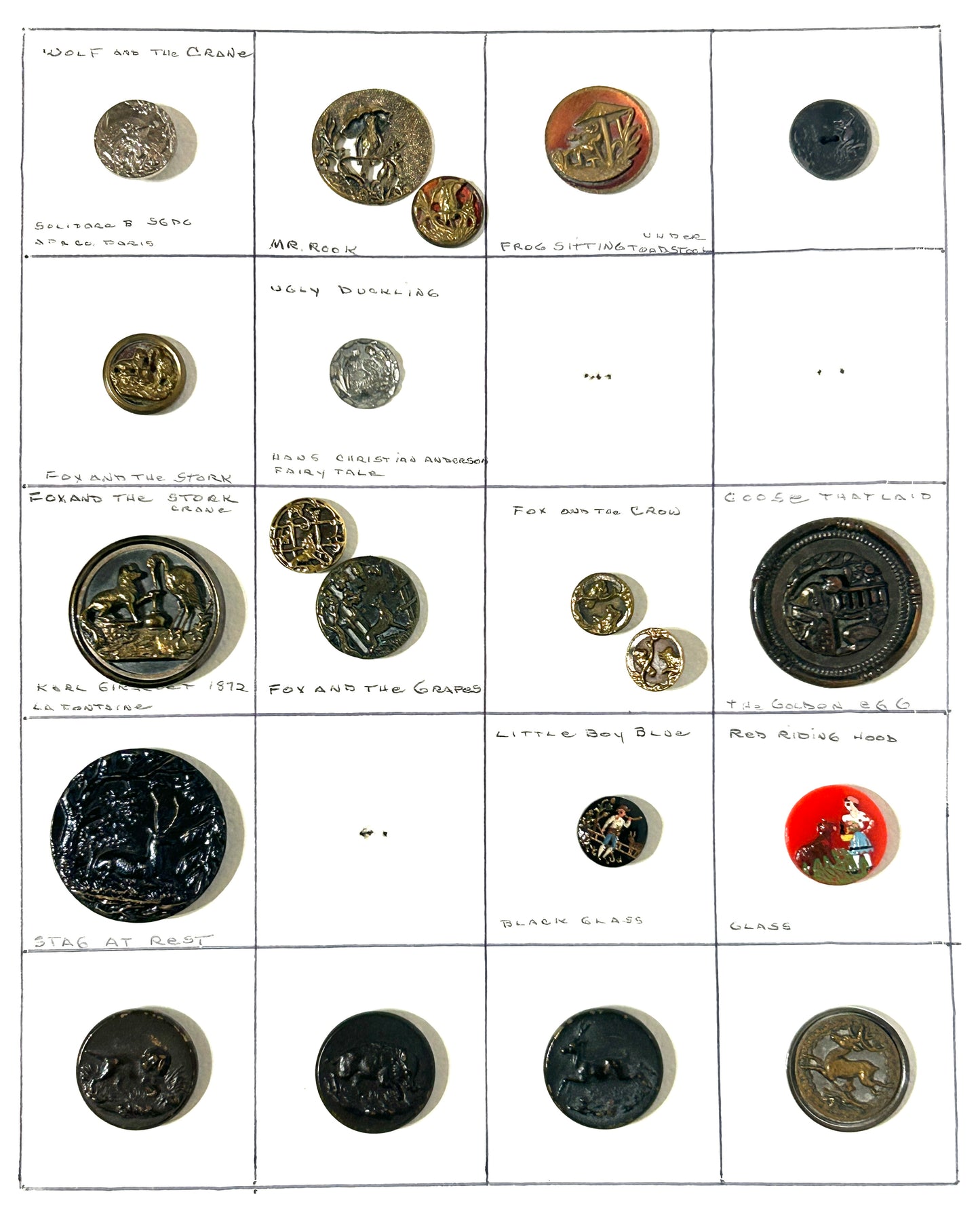 ANTIQUE BUTTONS WITH ANIMALS