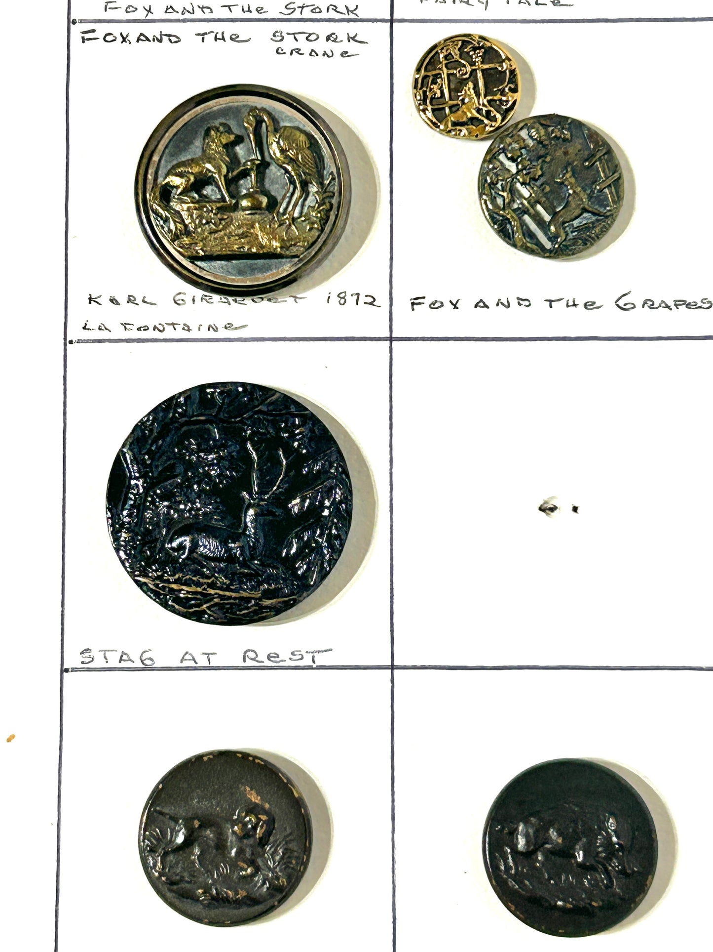 ANTIQUE BUTTONS WITH ANIMALS