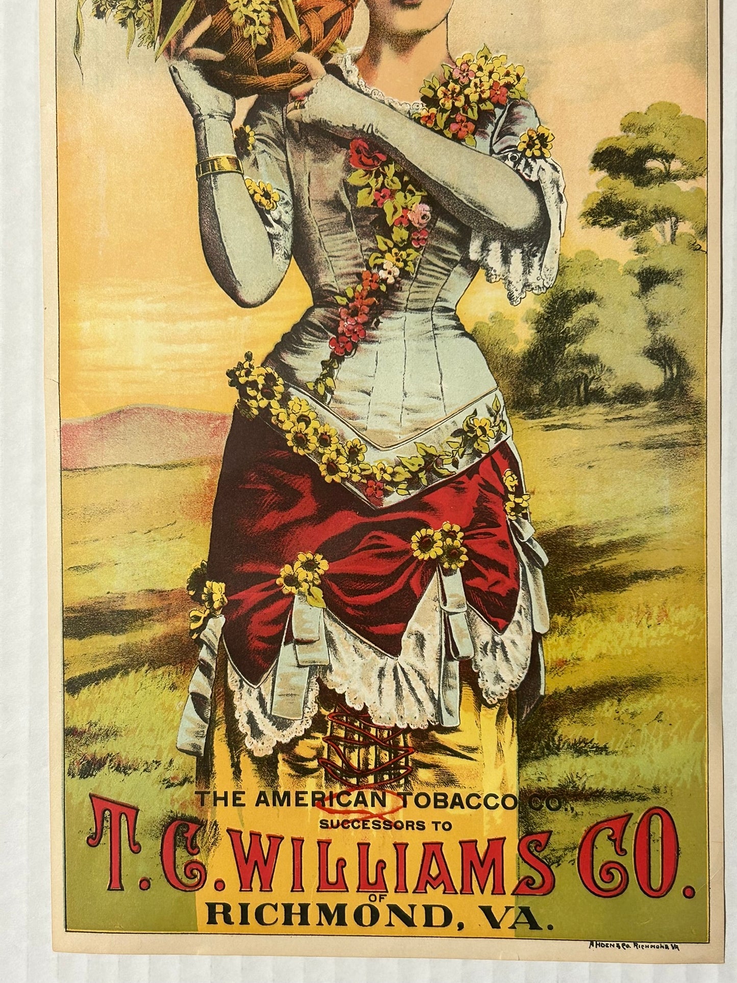 ANTIQUE TOBACCO ADVERTISING PRINT FOR NOSEGAY AMERICAN TOBACCO  GIRL