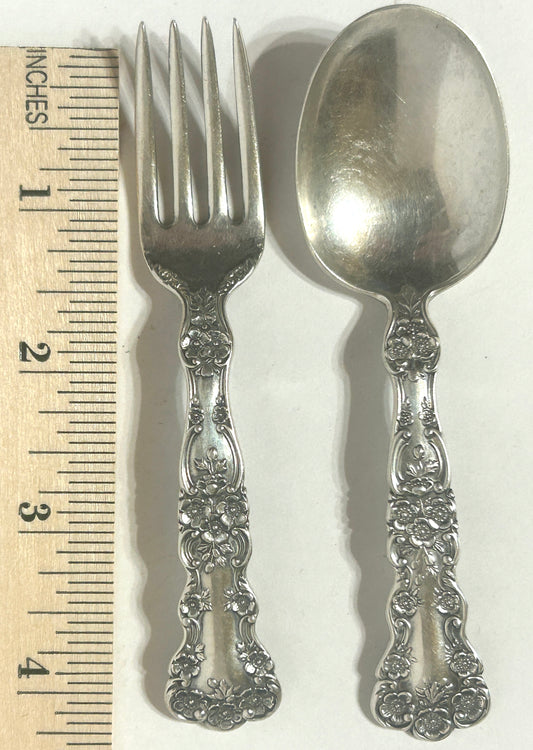 ANTIQUE STERLING SILVER GORHAM CHILD'S FORK AND SPOON