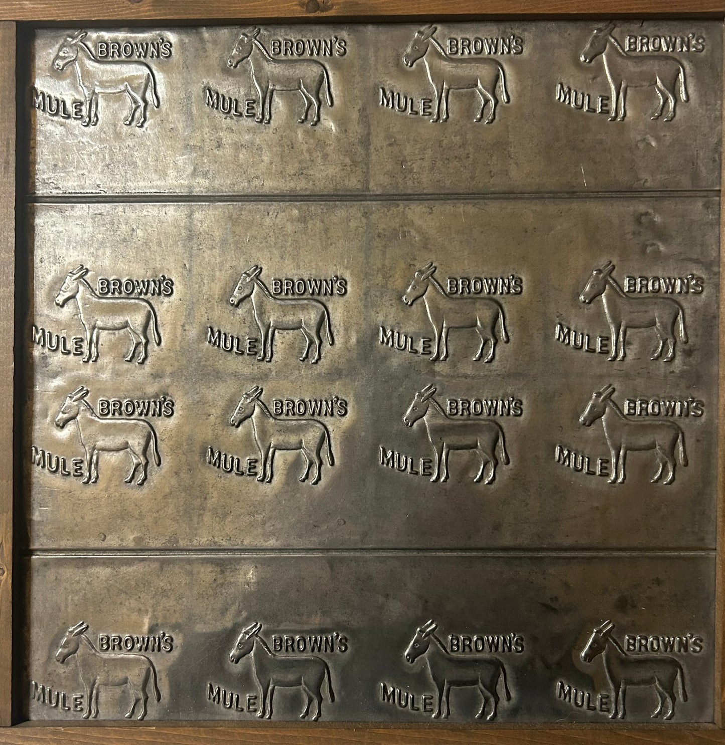 BROWN'S MULE TOBACCO TIN PLATE FOR PRESSING PLUG TOBACCO